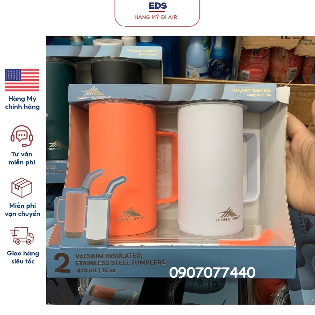 Ly giữ nhiệt thép không gỉ kèm ống hút bọc cao su High Sierra - EDS Hàng Mỹ