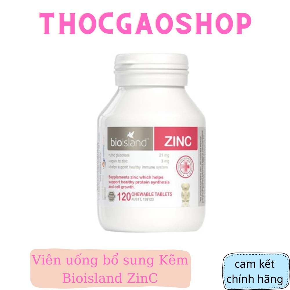 Viên uống bổ sung Kẽm Bioisland ZinC for kids 120 viên 1y+