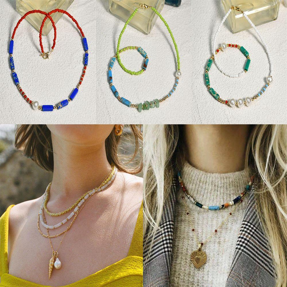 Vòng cổ Chuỗi Hạt Nhiều Màu Phong Cách Bohemian Thời Trang Cho Nữ
