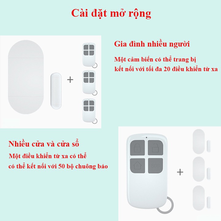 Báo động chống trộm CTFAST, chuông báo khách mở cửa đa chức năng có điều khiển từ xa MC