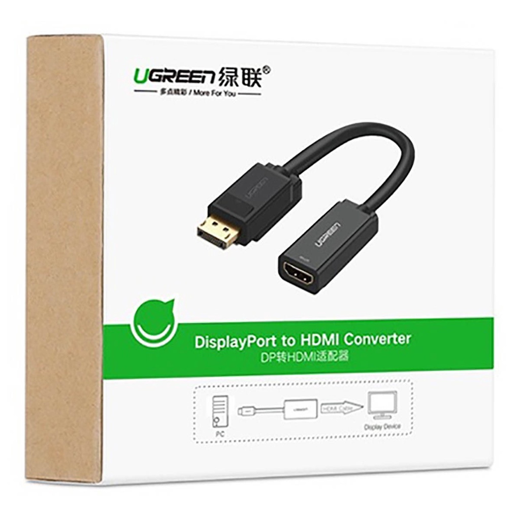 Cáp chuyển Displayport to HDMI hỗ trợ Full HD Ugreen 40362 - Hàng Chính Hãng
