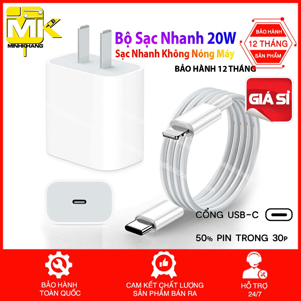 BỘ SẠC NHANH IPhone 8/9/X/11/12 Pro Max công suất 20W USB-C hàng chính hãng { SẠC CỰC NHANH } CÔNG NGHỆ PD