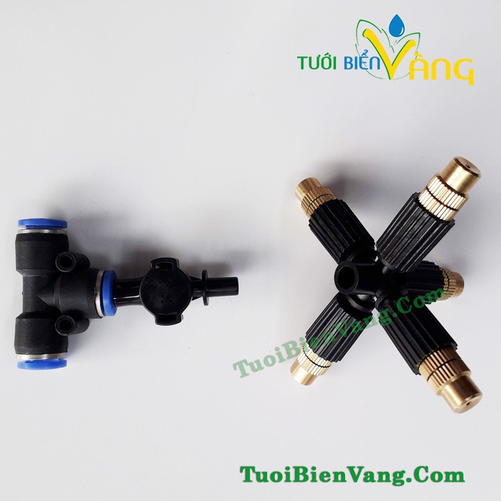 Bộ 3 Béc phun sương đồng 5 hướng Chân ống hơi 8mm