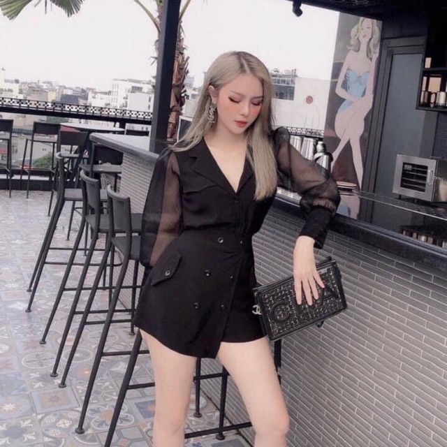 Jum umi cổ vest tay lưới sexy sang chảnh