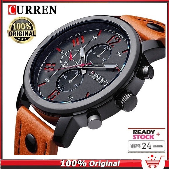 Đồng hồ quartz CURREN chạy kim với dây đeo da
