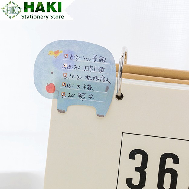 Giấy note hình động vật dễ thương HAKI, giấy ghi chú 20 tờ 8*6cm NO2