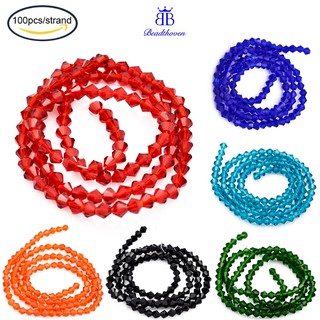 Set 100 Hạt Thủy Tinh Làm Trang Sức Màu Xanh Đậm 4x4mm: 1mm diy