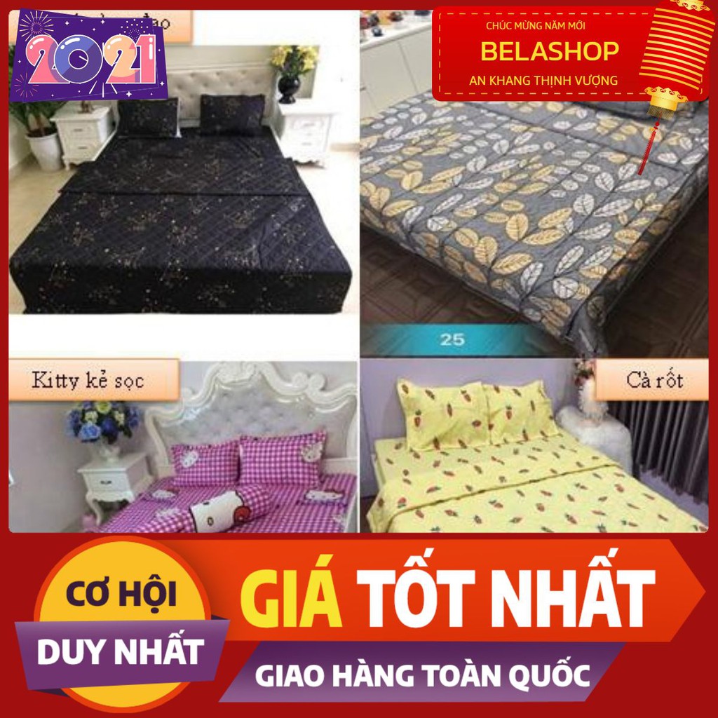 Bộ ga gối Drap 1m6 Cotton Poly Vikona mẫu A0009