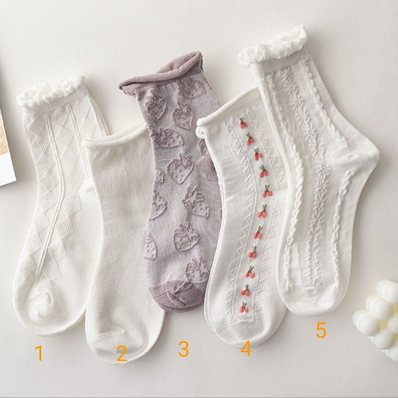 T17 - Tất Lolita Nữ Cổ Cao Chất Liệu Cotton