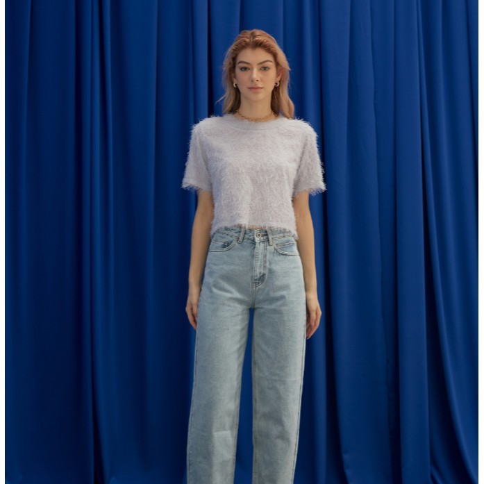 COCO SIN - Áo Croptop Lông Xanh Pastel