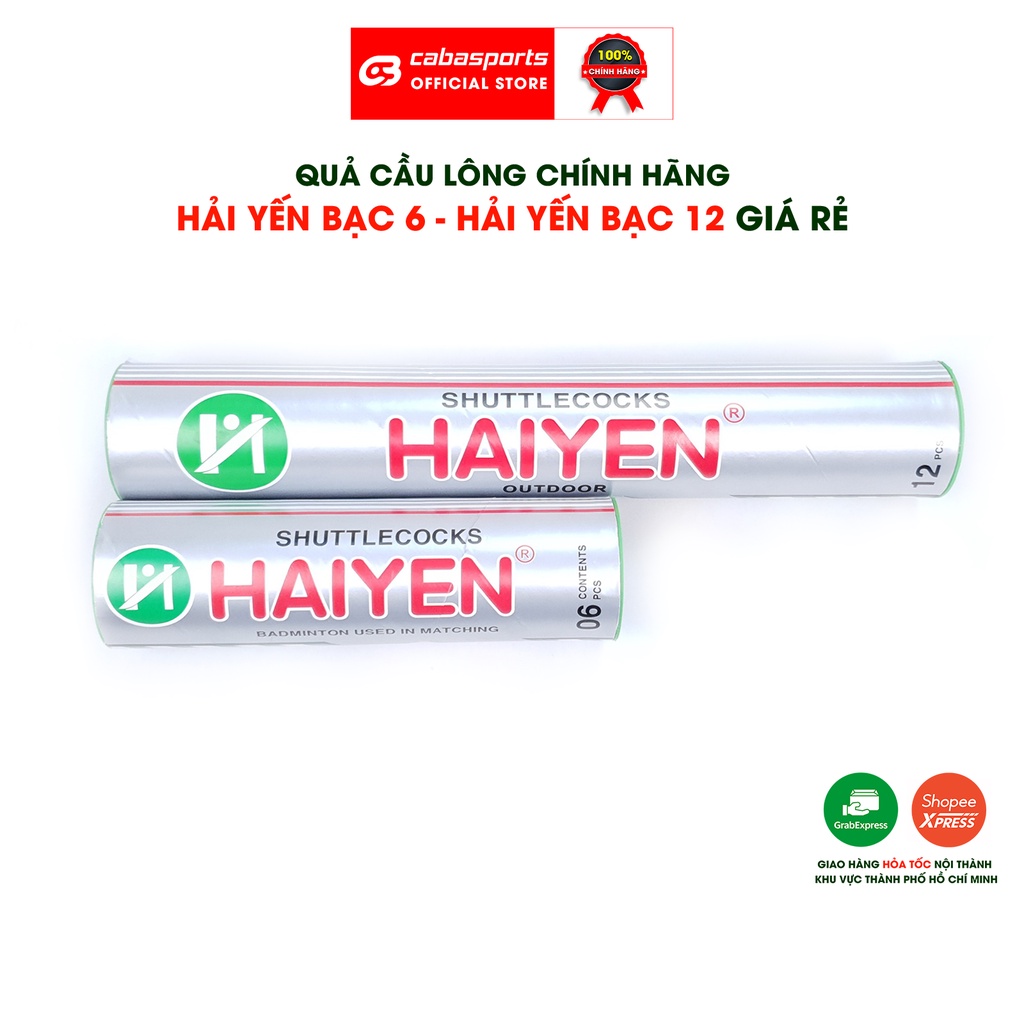 Quả cầu lông Hải Yến Bạc chính hãng, trái cầu lông chất lượng giá rẻ, ống cầu lông Hải Yến Bạc 6 quả, 12 quả