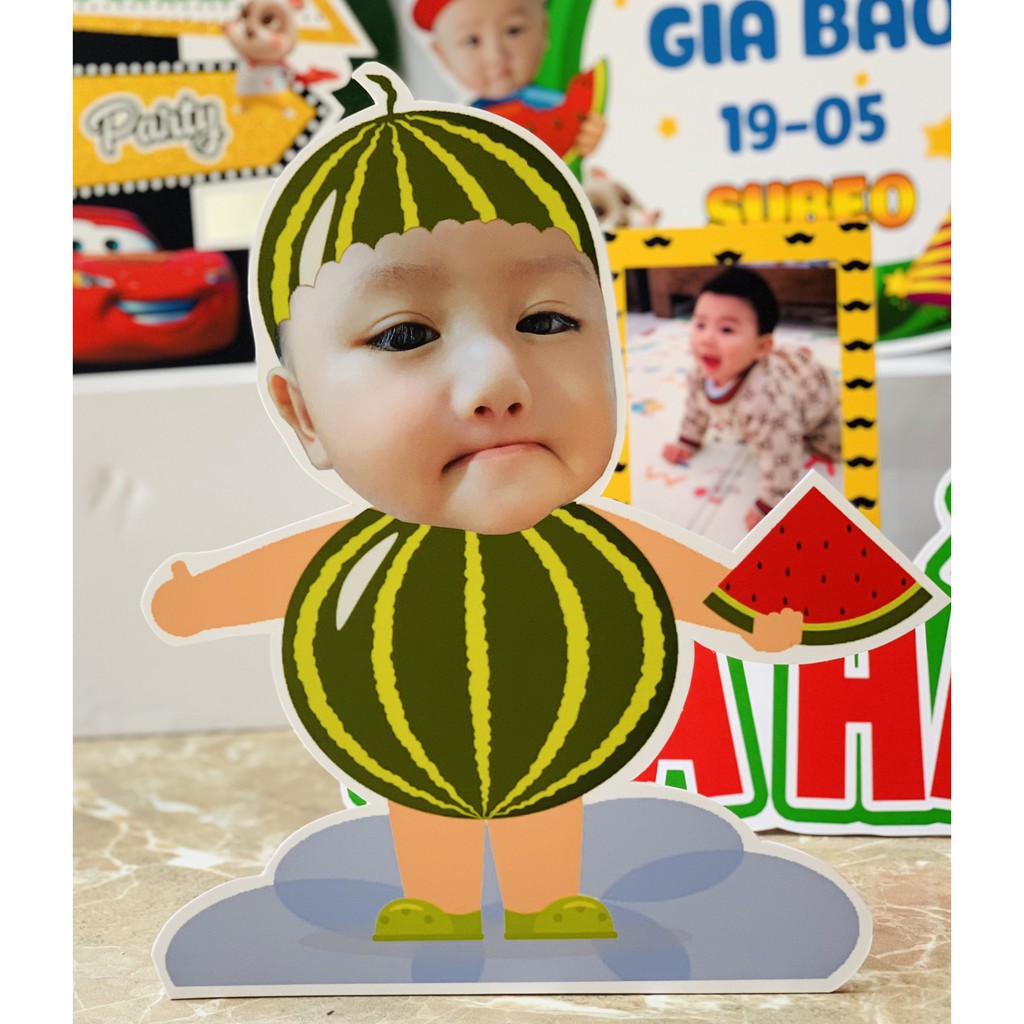 (Freeship) Thiết kế hình Chibi trang trí tiệc sinh nhật, thôi nôi, đầy tháng theo yêu cầu cho bé trai, thiết kê yêu cầu