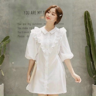 Đầm phối bèo tay lỡ 2 màu (kèm hình thật)