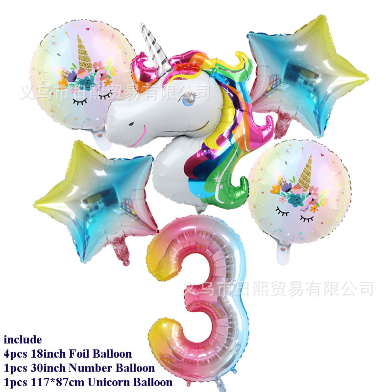 Set 6 Bong Bóng Hình Kỳ Lân 32inch Dùng Để Trang Trí Tiệc Sinh Nhật