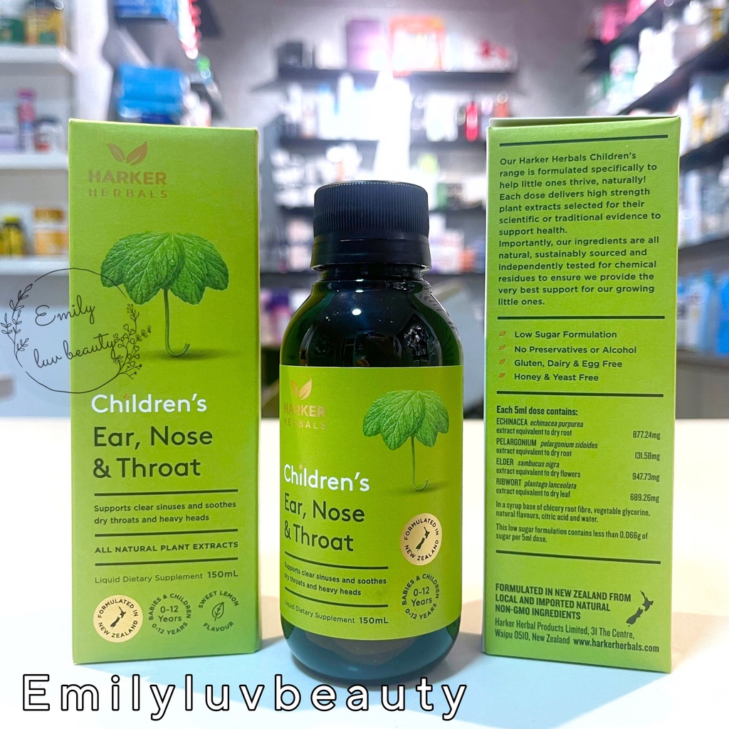 Siro Harker Ears Nose Throat xanh lá cho bé 150ml