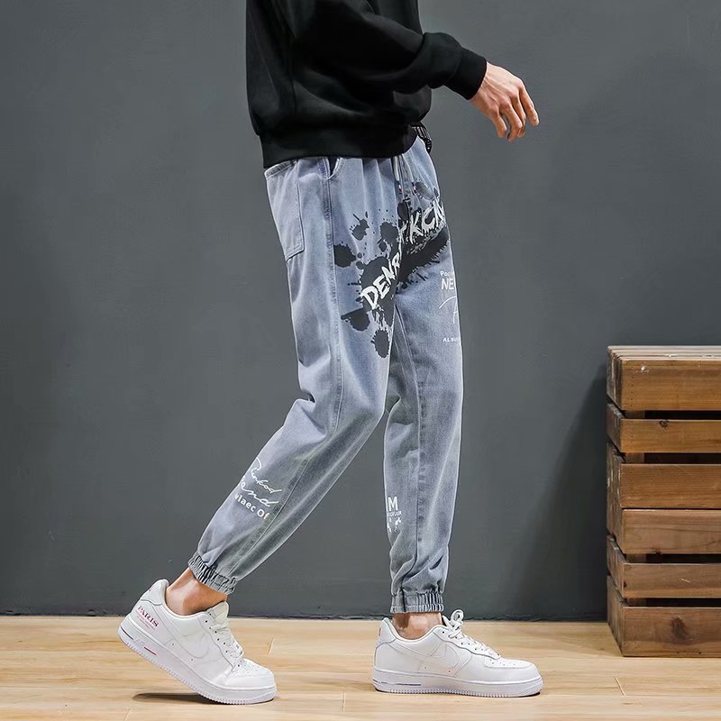 Quần Jean Dài Dáng Rộng In Họa Tiết Phong Cách Hip hop Hàn Quốc Thời Trang Cho Nam