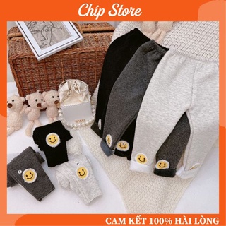 Quần legging bé gái nỉ lót lông mặt cười siêu ấm