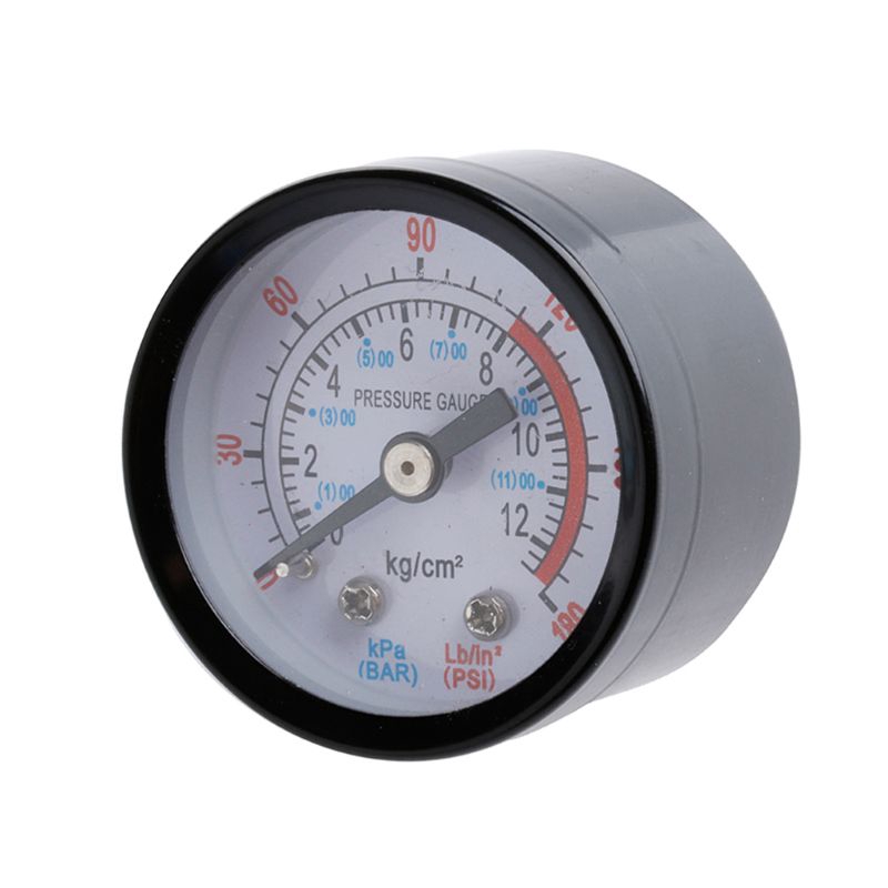 Đồng hồ đo áp suất nén khí thủy lực phạm vi 0-12Bar/0-180PSI kích thước 42x40mm đường kính vòng ren 9mm