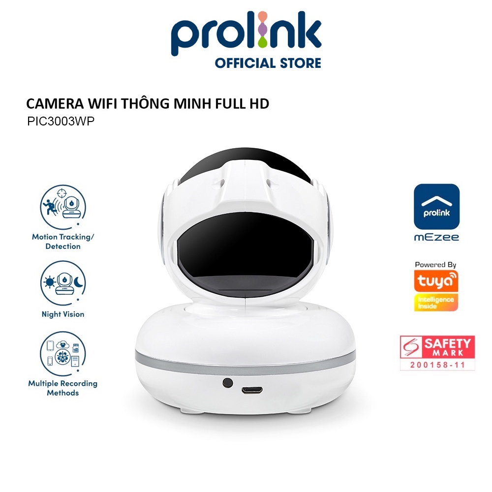 Camera Wifi PROLiNK PIC3003WP thông minh giá rẻ, siêu nét Full HD 1080P, góc nhìn rộng, âm thanh 2 chiều