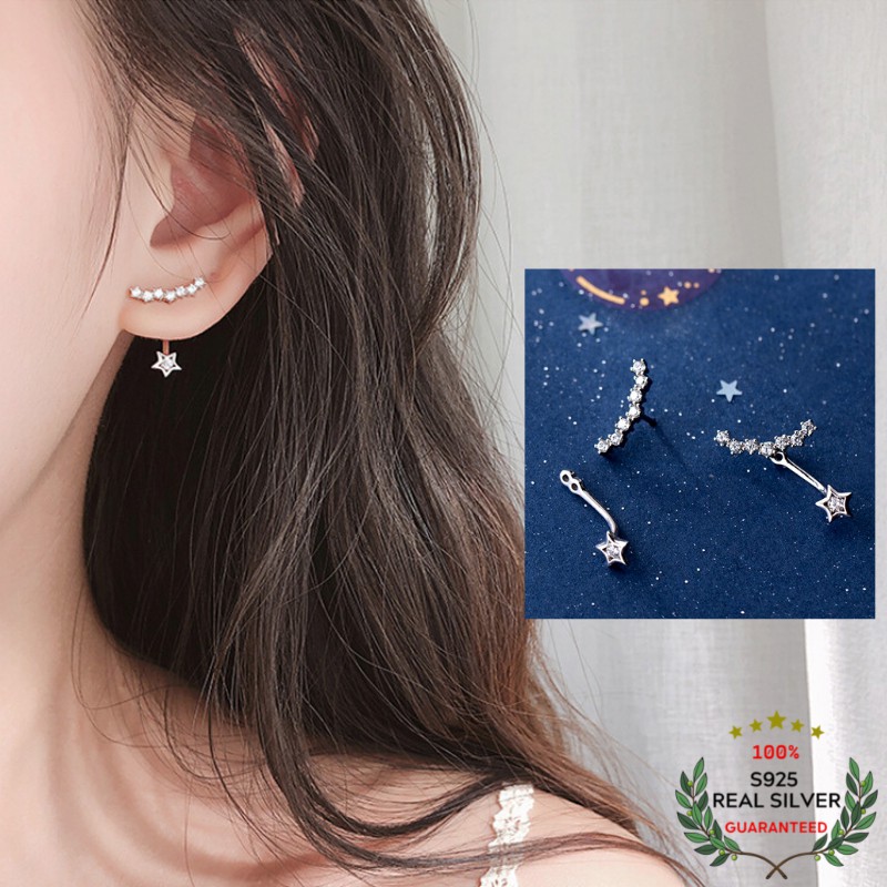 Bông Tai Bạc S925 Sao Chuỗi Galaxy Xinh Xắn | Khuyên Tai Nữ Trang Sức Bạc Thời Trang