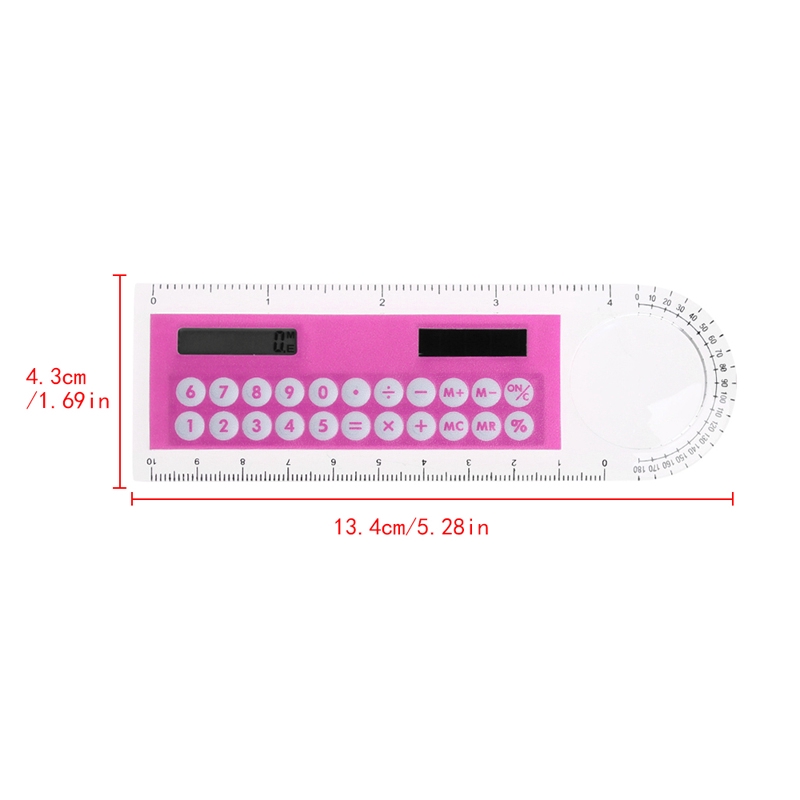 Thước kẻ kiêm máy tính điện tử mini 2 trong 1 10cm tiện dụng cho các bé