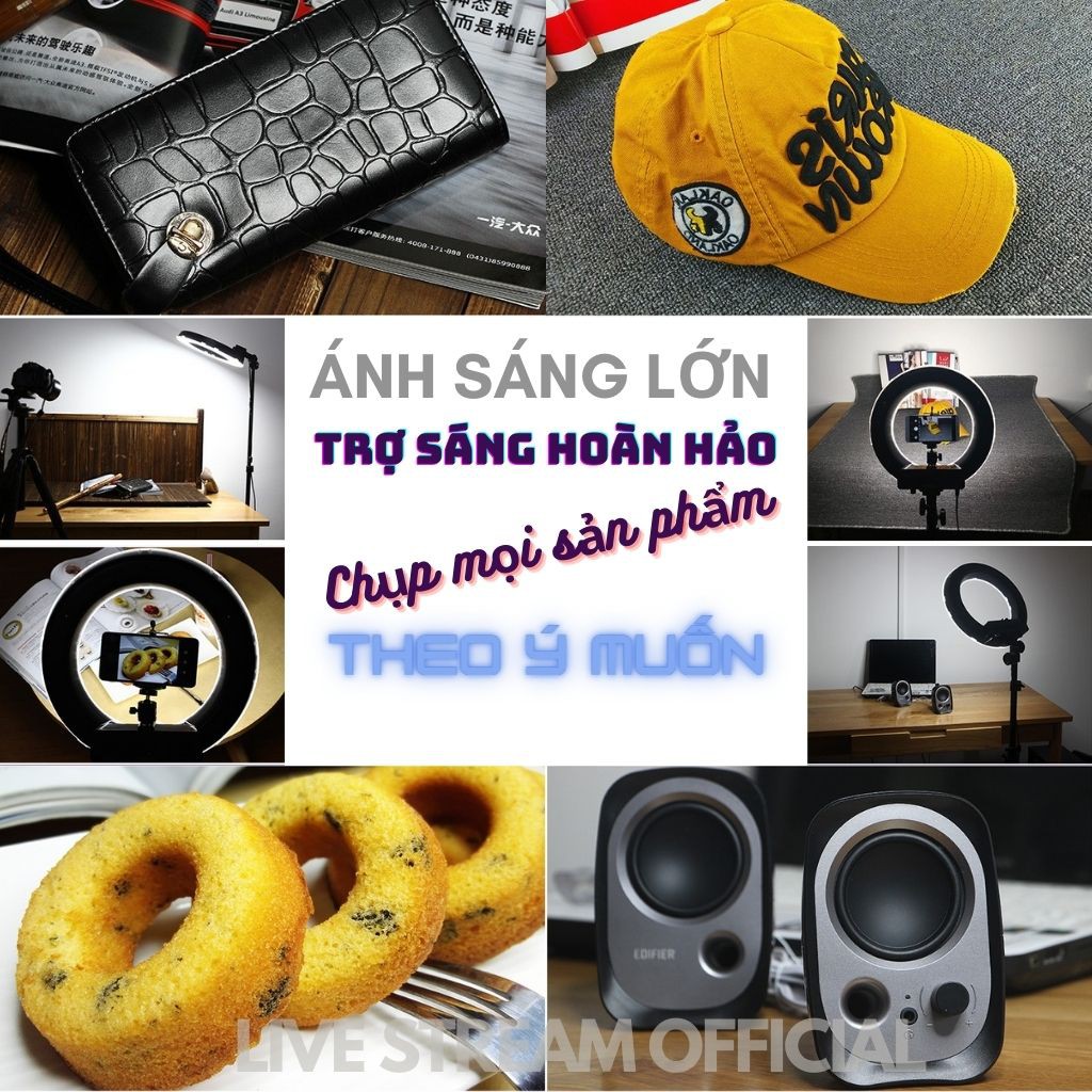 Đèn livestream 26cm 2 kẹp 3 màu rực rỡ hình ảnh sắc nét nổi bật góc bán hàng - Live Stream Official | BigBuy360 - bigbuy360.vn