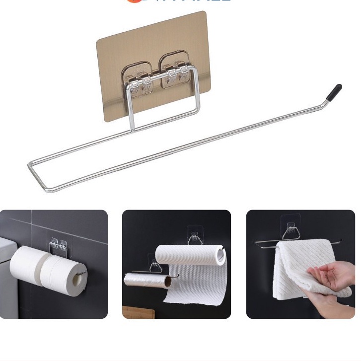 ❌Gía Sỉ ❌ Thanh Inox Dán Tường Treo Cuộn Giấy,Khăn Lau Bếp,Giấy Vệ Sinh Chắc Chắn 88304