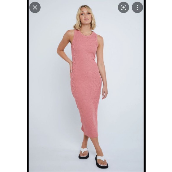 Đầm midi ôm body 2s f21 VNXK hai dây dáng dài chất thun gân Love J xuất khẩu dư xịn bodycon sexy vuông hở ngực