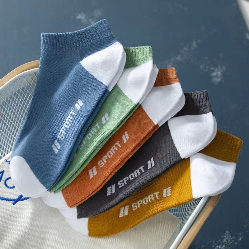 Set 10 Đôi Tất Cotton Nam Túi Zip  Cổ Thấp Thể Thao Phối Màu Chất