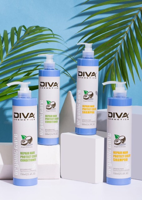 Dầu gội xả Collagen DiVa 750ml * 2 phục hồi tóc hư tổn giữ mầu cho tóc nhuộm hương nước hoa chính hãng | HAIRSHOP_1992