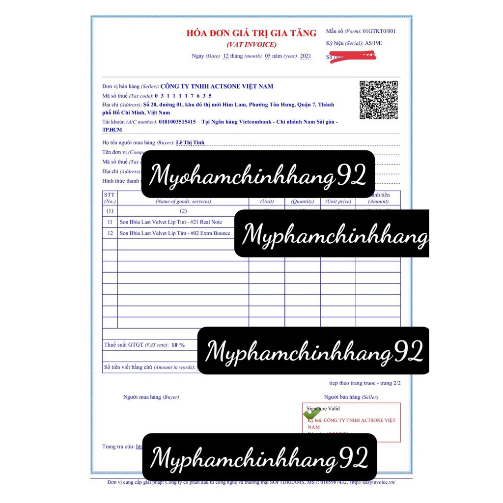 SON KEM LÌ BBIA LAST VELVET LIP TINT VER8