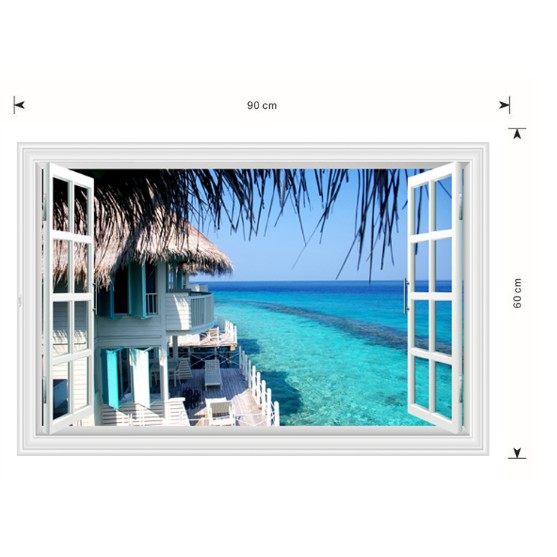 Decal trang trí nhà nghĩ dướng xát biển trong xanh