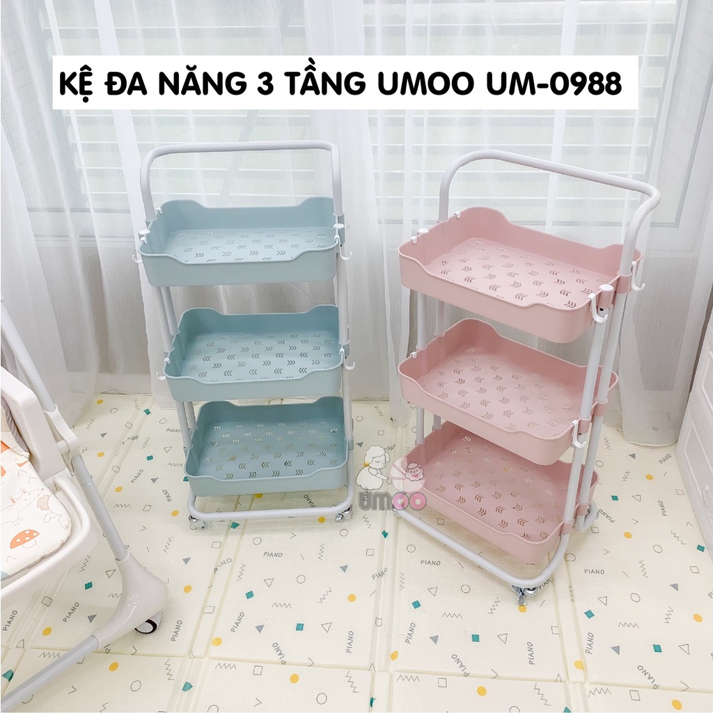 Kệ Đa Năng UMOO 3 Tầng Chắc Chắn, Thiết Kế Bánh Xe Quay 360 Độ Giúp Di Chuyển Linh Hoạt, Phù Hợp Với Mọi Không Gian