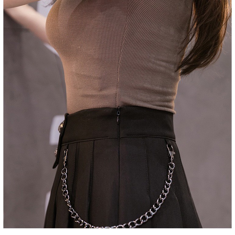 Chân Váy Đen Xếp Ly Kèm Dây Xích Cá Tính Cao Cấp Loại 1 Freeship,Chân Váy Xếp Li Ngắn Lưng Cao Thời Trang Của Châu Á | BigBuy360 - bigbuy360.vn