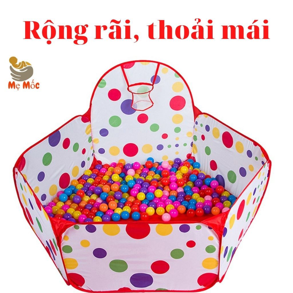 Lều Bóng - Nhà Bóng Banh Kèm 100 Quả Bóng Nhựa - Đồ chơi Cho Trẻ nằm, Ngồi Chơi Thỏa Thích Có Rổ Ném  [Shop Mẹ Mốc] ,LB