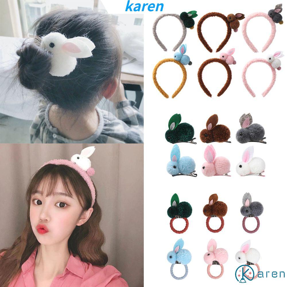 Dây Buộc Tóc Cao Su Co Giãn Hình Thỏ Nhiều Màu Dễ Thương Cho Bé Gái