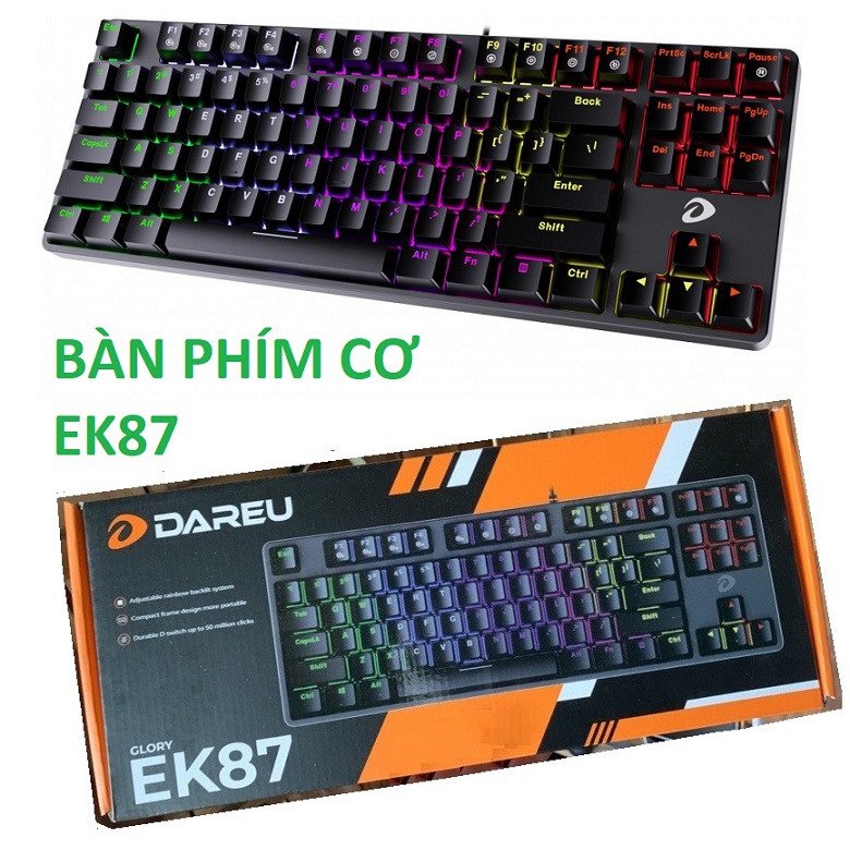 Bàn Phím Cơ Gaming Cao Cấp DAREU EK87 - Black (Multi-LED)