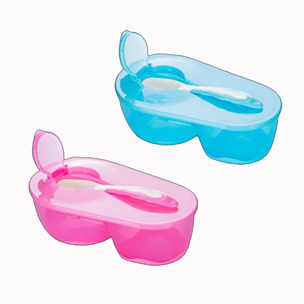 Bát Ăn Dặm 2 Ngăn Chống Trượt UPASS Thiết Kế Kèm Thìa, Nắp Đậy Tiện Lợi, Chất Liệu Nhựa An Toàn Cho Bé UP5046N