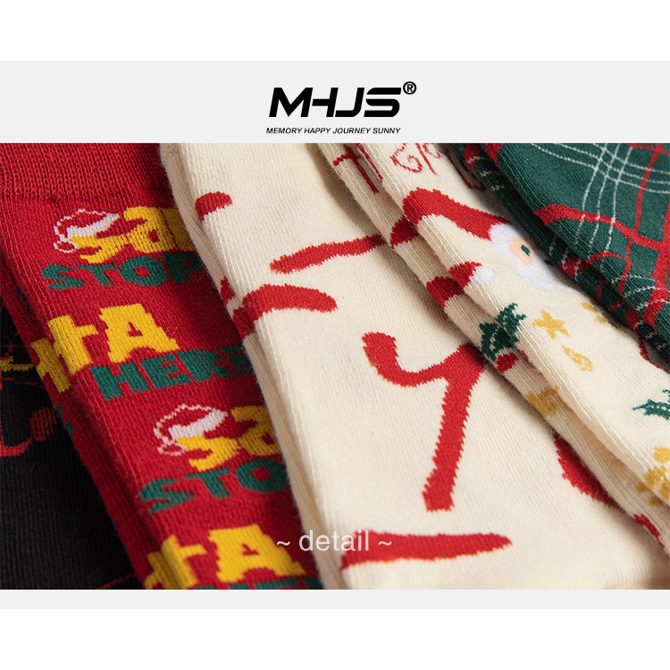 Vớ Giáng sinh Cao cấp Cổ cao Cá tính Nam nữ Unisex Tất Christmas Cao cổ Cotton Phong cách Đường phố Dễ thương