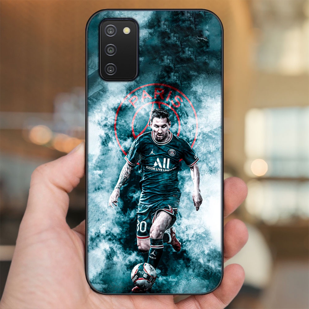 Ốp lưng Samsung A03S viền đen in hình Lionel Messi Barcelona PSG