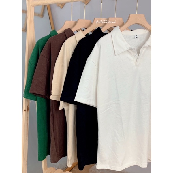 Áo polo thêu chữ cotto khô phong cách unisex Aimee closet