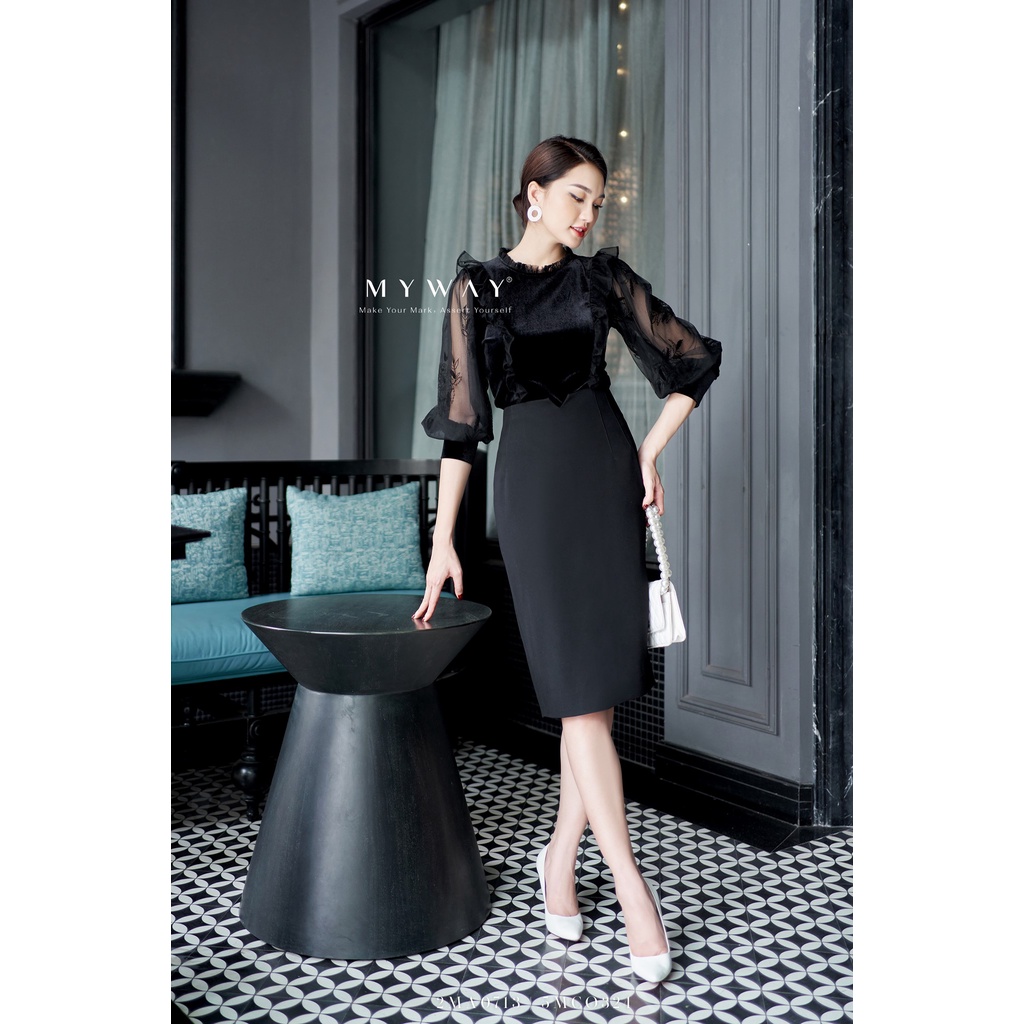 Áo Sơ Mi Nữ MY WAY Nhung Phối Ren Sang Trọng 2MA0713