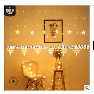 12 bông tuyết ( trong 1 bộ rèm) bộ rèm đèn led bông tuyết  ngang 3m thả 1m. Có chế độ nhớ hiệu ứng.