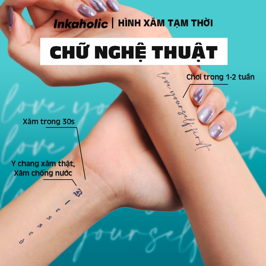 Inkaholic xăm tạm thời Y HỆT xăm thật trong 15 ngày, 100% tự nhiên và chống nước