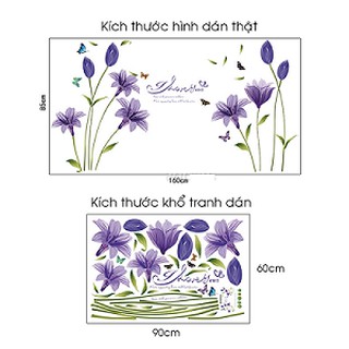Tranh Decal dán tường Hoa Ly Tím