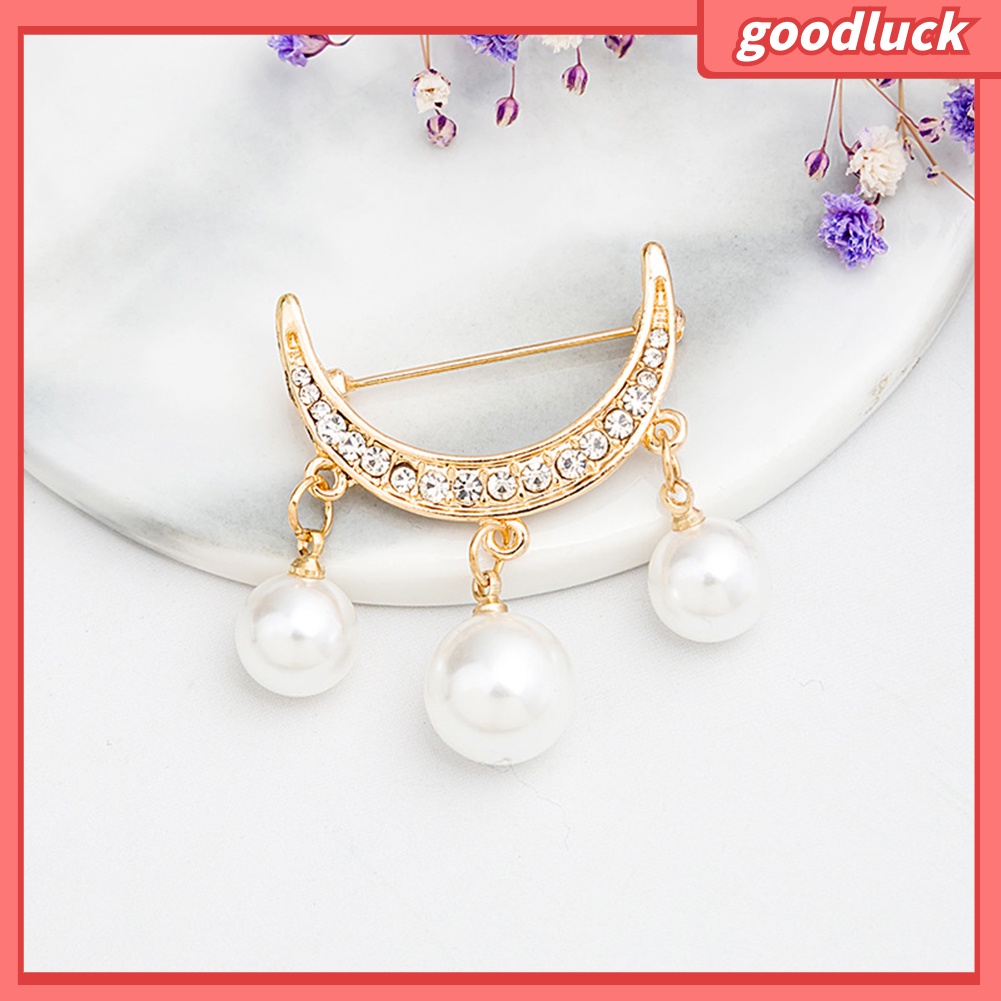 Set 2 Ghim Cài Áo Hình Bán Nguyệt Đính Ngọc Trai Giả Thời Trang Cho Nữ