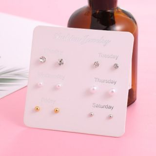 Set bông tai nụ 6 đôi tổng hợp các mẫu đơn giản