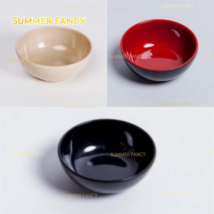 Chén chấm nhựa 8.5x 3.4cm  nhỏ màu đen đỏ, chén đựng mắm, tương sốt, gia vị, canh súp  - Small bowl