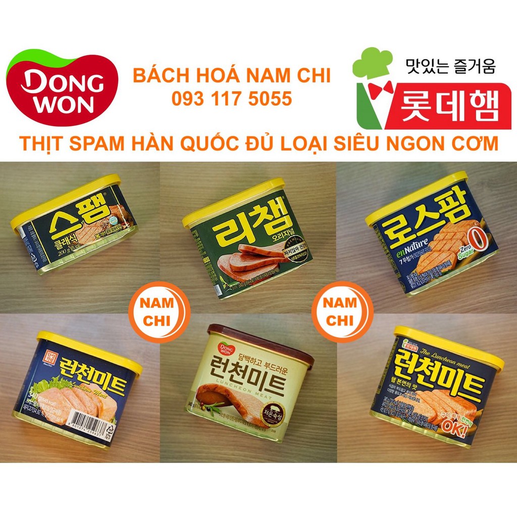 [Đủ Loại] Thịt Spam Hàn Quốc Dongwon Lotte Ham Siêu Ngon Cơm Cân Bằng Dinh Dưỡng 300g-340g
