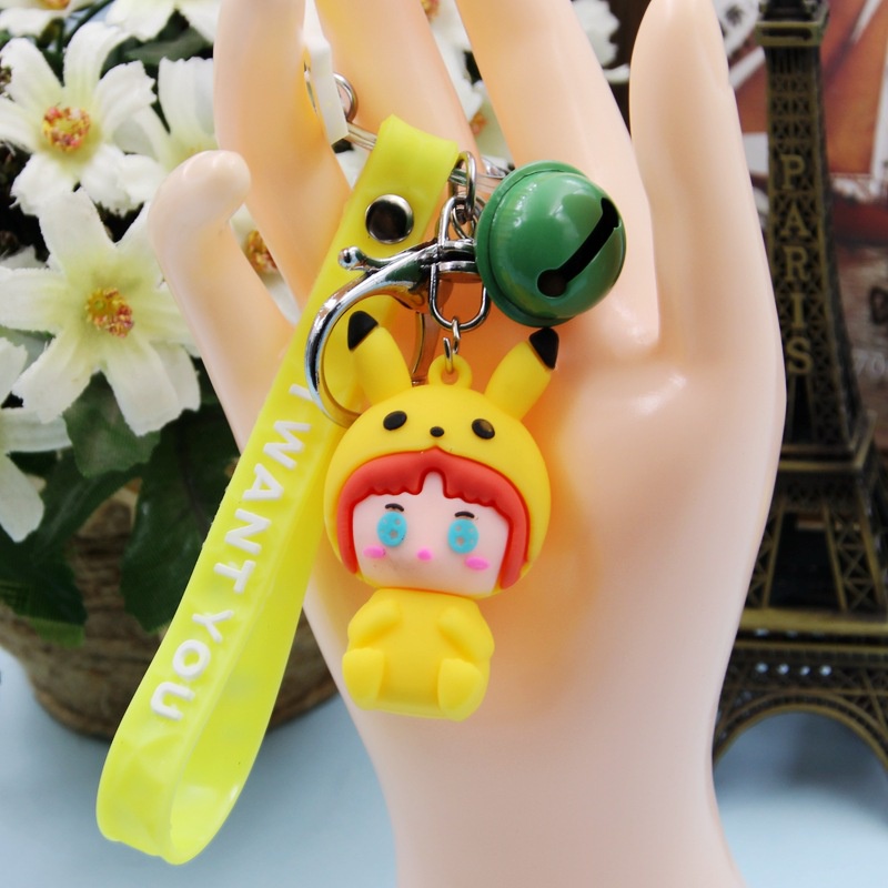 Móc Khóa Hình Pikachu / Gấu / Thỏ Ba Chiều Dễ Thương Dùng Làm Quà Tặng Cho Bạn Bè